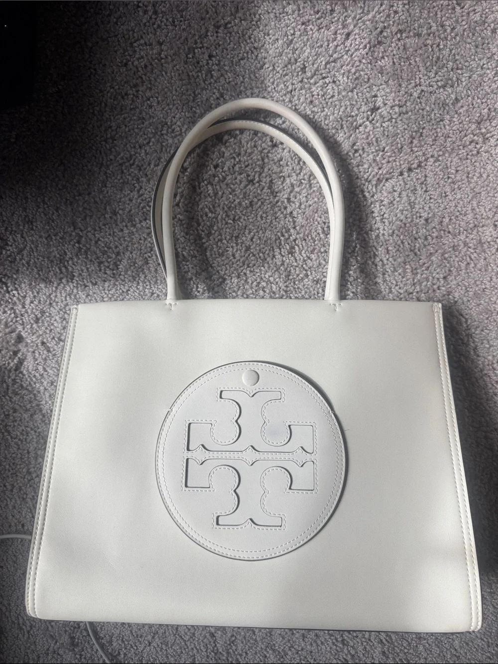 Tory Burch small Ella bio Cream Leather Logo Tote